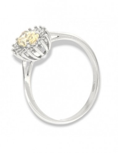 Anello Oro Bianco Principessa Gialla 6x4MM [45760ab5]