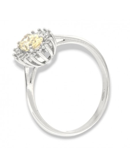 Anello Oro Bianco Principessa Gialla 6x4MM [45760ab5]