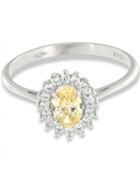 Anello Oro Bianco Principessa Gialla 6x4MM [2b4d88bc]