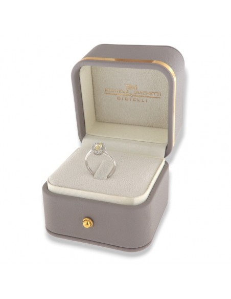 Anello Oro Bianco Principessa Gialla 6x4MM [9c5049b8]