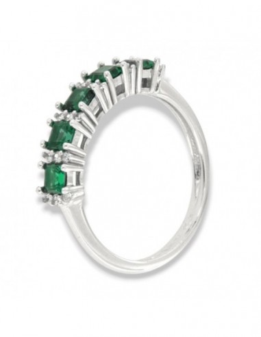 Anello Oro Bianco Riviera 5 Zirconi Verdi Bianchi [c2dad2b4]