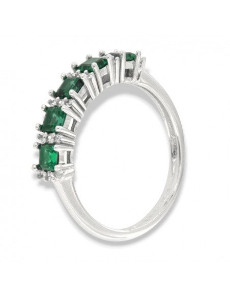 Anello Oro Bianco Riviera 5 Zirconi Verdi Bianchi [c2dad2b4]