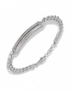 Bracciale Argento Rodiato Piastra Centrale Zirconi [fee0da68]