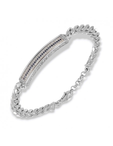 Bracciale Argento Rodiato Piastra Centrale Zirconi [fee0da68]