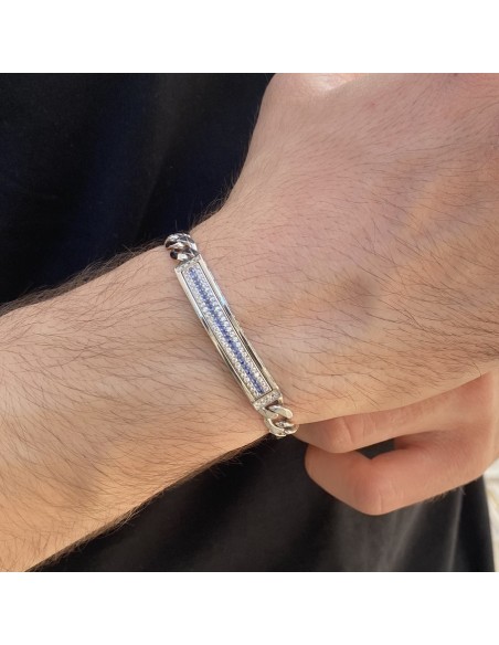Bracciale Argento Rodiato Piastra Centrale Zirconi [0c832afb]