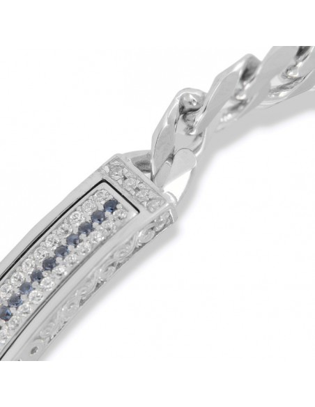 Bracciale Argento Rodiato Piastra Centrale Zirconi [bb9eebff]