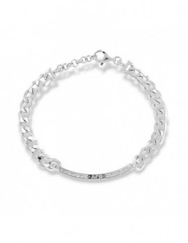 Bracciale Argento Rodiato Piastra Centrale Zirconi [beceace1]