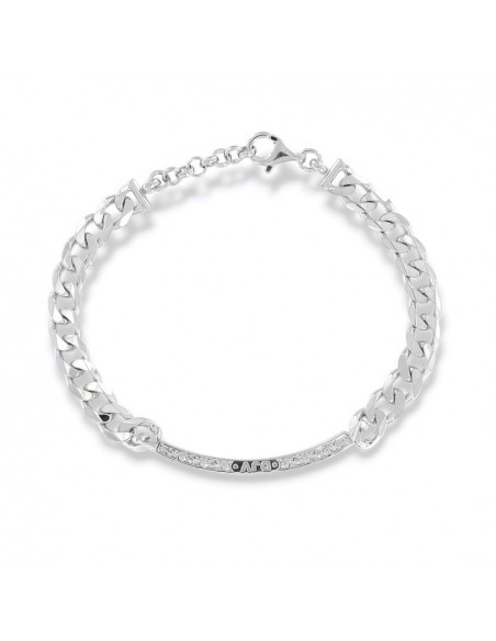 Bracciale Argento Rodiato Piastra Centrale Zirconi [beceace1]