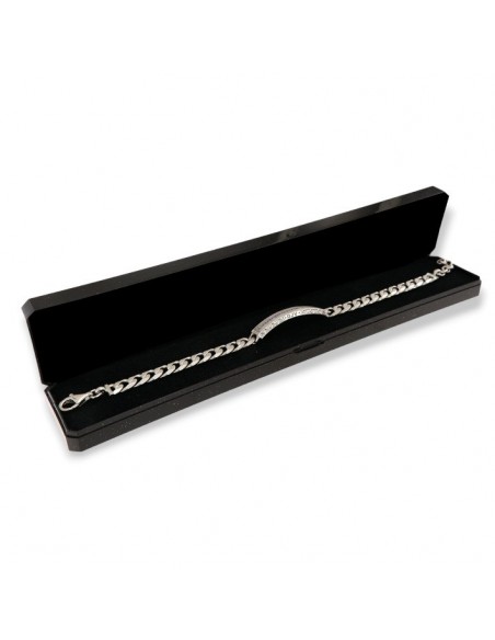 Bracciale Argento Rodiato Piastra Centrale Zirconi [09d36de5]
