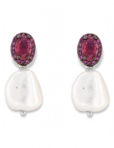Orecchini Argento Rodiato Principessa Rossa Perla Bianca [ca4e1a1f]