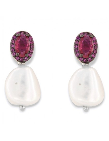 Orecchini Argento Rodiato Principessa Rossa Perla Bianca [ca4e1a1f]