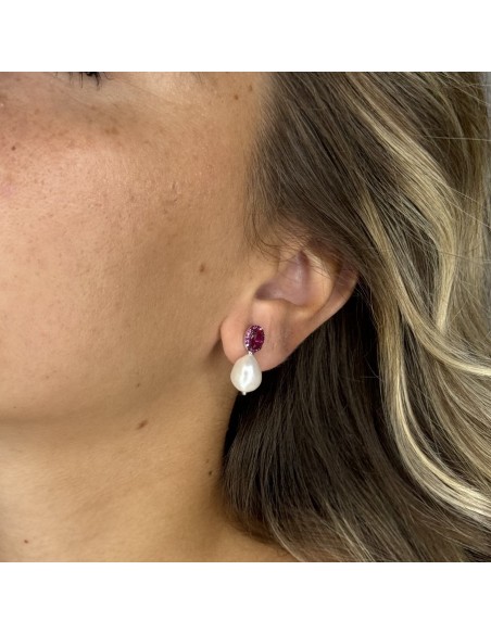 Orecchini Argento Rodiato Principessa Rossa Perla Bianca [96acef4e]