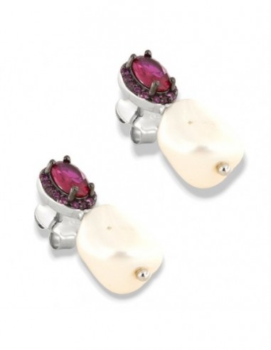 Orecchini Argento Rodiato Principessa Rossa Perla Bianca [21b12e4a]