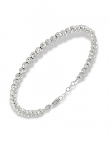Bracciale Oro Bianco Sfere Diamantate 4MM [01a7ac2f]