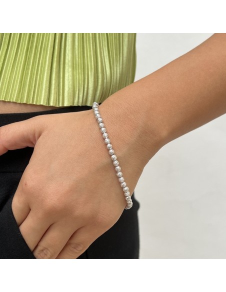 Bracciale Oro Bianco Sfere Diamantate 4MM [6fc16e30]