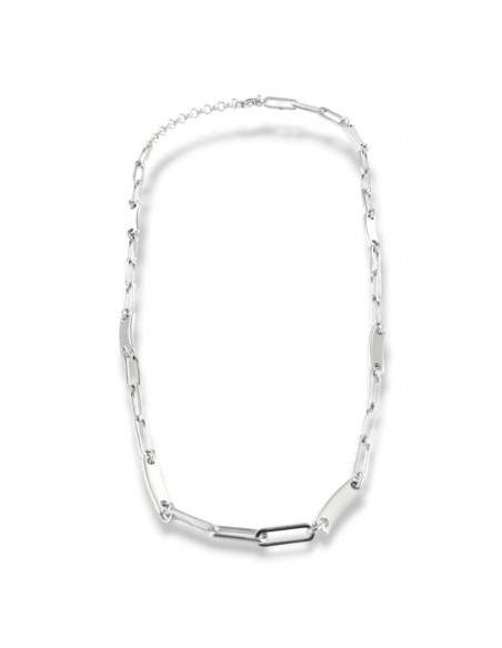 Collana Argento Rodiato Maglia Ovale Piena 45cm [d0717282]