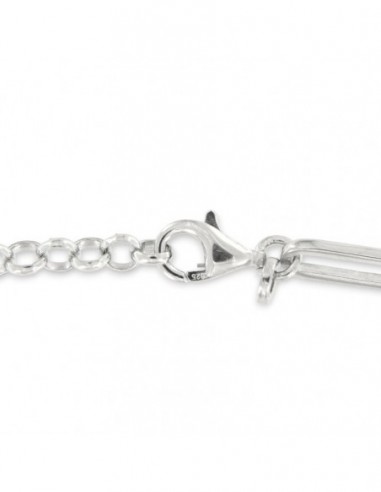 Collana Argento Rodiato Maglia Ovale Piena 45cm [676cb386]