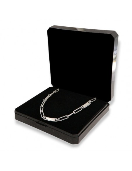 Collana Argento Rodiato Maglia Ovale Piena 45cm [be4af08b]