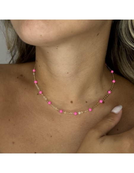 Collana Argento Dorato Sfere Rosa Sfaccettate [969d4d0f]
