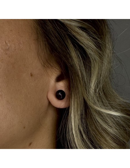 Orecchini Argento Rodiato Sfera Viola Sfaccettata 10MM [de2412b7]