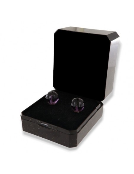 Orecchini Argento Rodiato Sfera Viola Sfaccettata 10MM [db7455a9]
