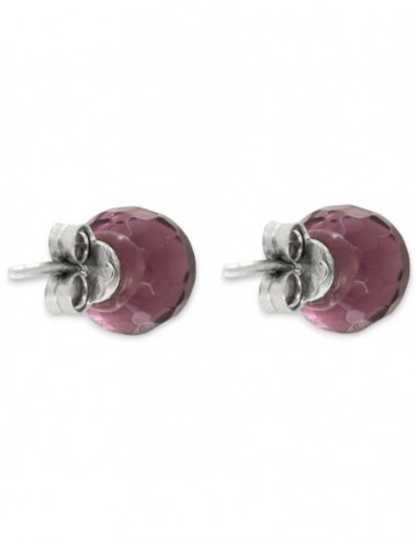 Orecchini Argento Rodiato Sfera Viola Sfaccettata 8MM [c14a5aa6]