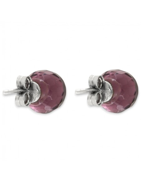 Orecchini Argento Rodiato Sfera Viola Sfaccettata 8MM [c14a5aa6]
