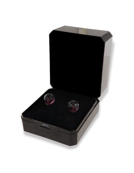 Orecchini Argento Rodiato Sfera Viola Sfaccettata 8MM [76579ba2]