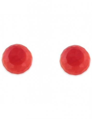 Orecchini Argento Rodiato Sfera Rossa Sfaccettata [97f7e886]