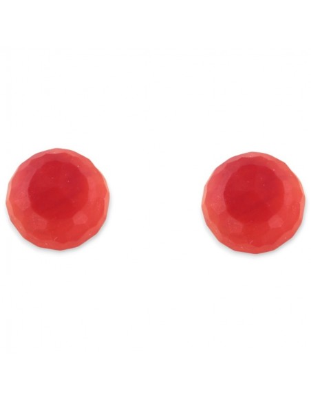 Orecchini Argento Rodiato Sfera Rossa Sfaccettata [97f7e886]