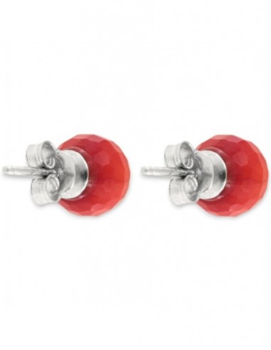 Orecchini Argento Rodiato Sfera Rossa Sfaccettata [46e682a7]