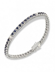 Bracciale Oro Bianco Tennis Piramidale Zaffiri 3,64 Carati Diamanti 0,28 Carati [d0d04167]
