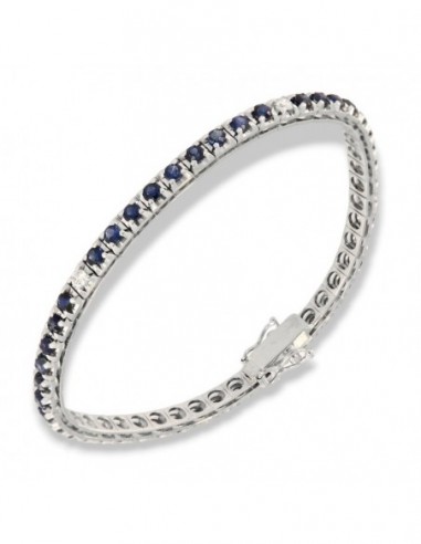 Bracciale Oro Bianco Tennis Piramidale Zaffiri 3,64 Carati Diamanti 0,28 Carati [d0d04167]