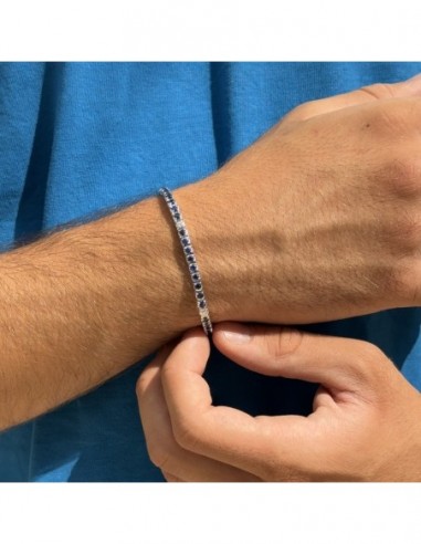Bracciale Oro Bianco Tennis Piramidale Zaffiri 3,64 Carati Diamanti 0,28 Carati [db4ed578]