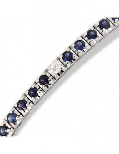 Bracciale Oro Bianco Tennis Piramidale Zaffiri 3,64 Carati Diamanti 0,28 Carati [6c53147c]