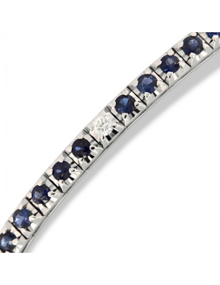Bracciale Oro Bianco Tennis Piramidale Zaffiri 3,64 Carati Diamanti 0,28 Carati [6c53147c]