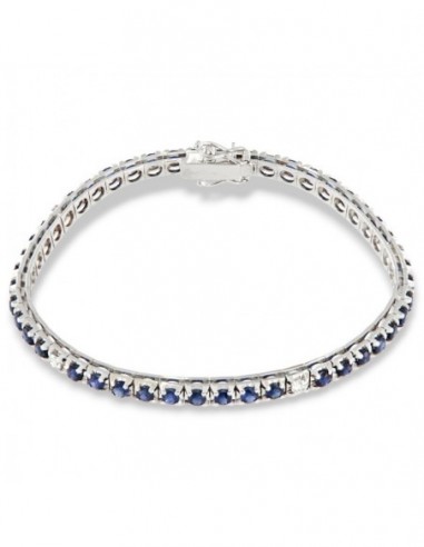 Bracciale Oro Bianco Tennis Piramidale Zaffiri 3,64 Carati Diamanti 0,28 Carati [de1e9266]