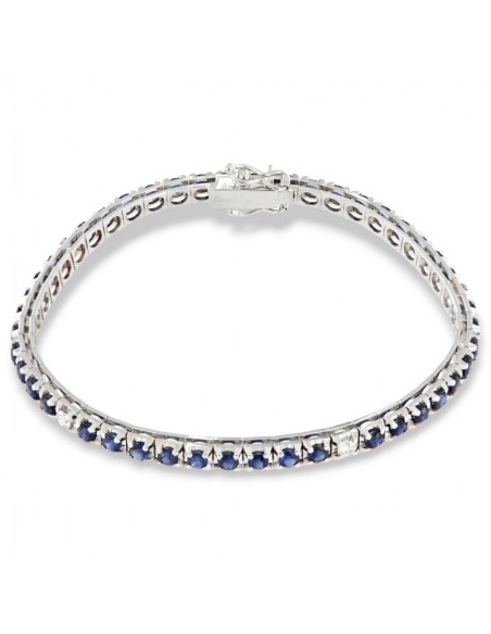 Bracciale Oro Bianco Tennis Piramidale Zaffiri 3,64 Carati Diamanti 0,28 Carati [de1e9266]