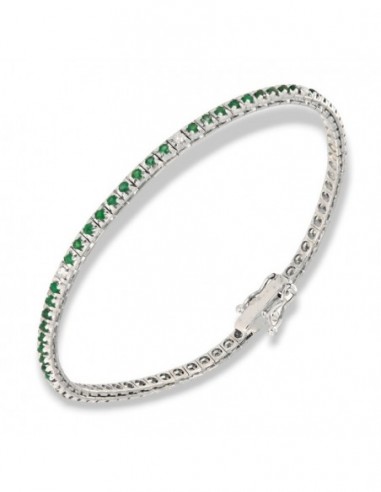 Bracciale Oro Bianco Tennis Piramidale  Smeraldi 1,10 Carati Diamanti 0,12 Carati [67cd8063]