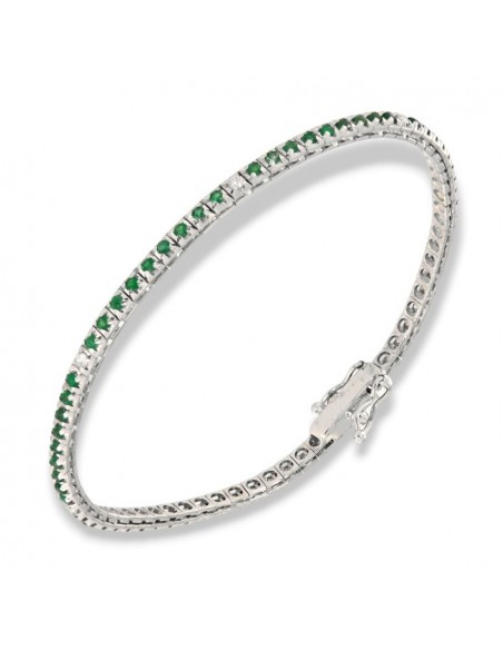 Bracciale Oro Bianco Tennis Piramidale  Smeraldi 1,10 Carati Diamanti 0,12 Carati [67cd8063]