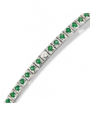 Bracciale Oro Bianco Tennis Piramidale  Smeraldi 1,10 Carati Diamanti 0,12 Carati [ebffcc7d]