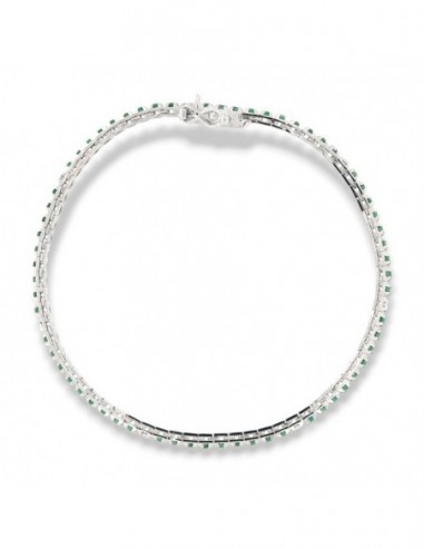 Bracciale Oro Bianco Tennis Piramidale  Smeraldi 1,10 Carati Diamanti 0,12 Carati [eeaf8b63]