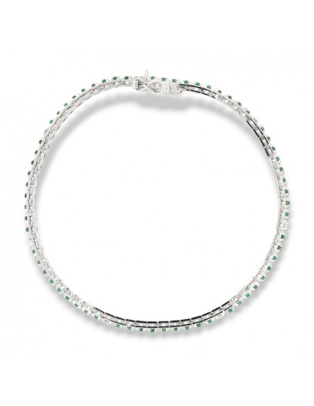 Bracciale Oro Bianco Tennis Piramidale  Smeraldi 1,10 Carati Diamanti 0,12 Carati [eeaf8b63]
