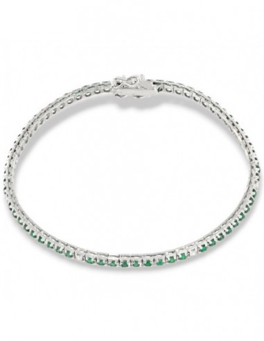 Bracciale Oro Bianco Tennis Piramidale  Smeraldi 1,10 Carati Diamanti 0,12 Carati [59b24a67]