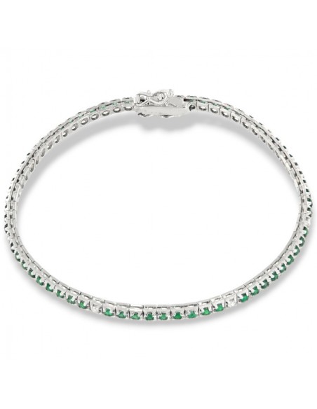 Bracciale Oro Bianco Tennis Piramidale  Smeraldi 1,10 Carati Diamanti 0,12 Carati [59b24a67]