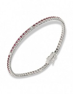 Bracciale Oro Bianco Tennis Piramidale Rubini 1,17 Carati Diamanti 0,12 Carati [beebc36e]