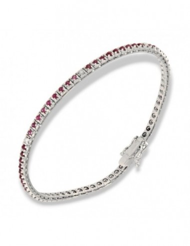 Bracciale Oro Bianco Tennis Piramidale Rubini 1,17 Carati Diamanti 0,12 Carati [beebc36e]