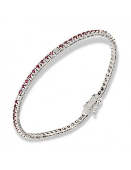 Bracciale Oro Bianco Tennis Piramidale Rubini 1,17 Carati Diamanti 0,12 Carati [beebc36e]