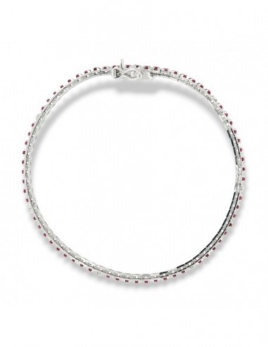 Bracciale Oro Bianco Tennis Piramidale Rubini 1,17 Carati Diamanti 0,12 Carati [675ae261]