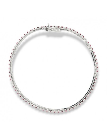 Bracciale Oro Bianco Tennis Piramidale Rubini 1,17 Carati Diamanti 0,12 Carati [675ae261]